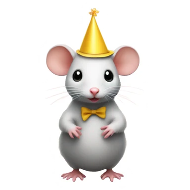 Underweight rat celebrating his birthday wearing a duck suit sticker