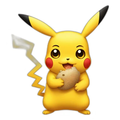 La rana René dándole la mano a pikachu sticker
