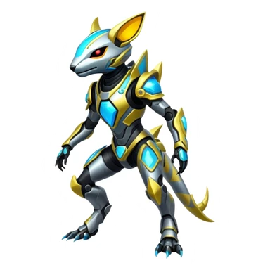 Shiny Epic Edgy Cool Colorful Vibrant Modern Vernid-Protogen-creature-animal, full body  sticker