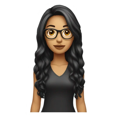 Chica blanca de cabello largo negro con gafas sticker