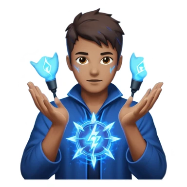 man summoning electric sticker