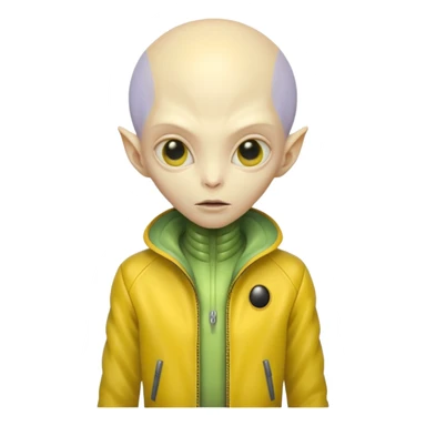 Alien with yellow jacket, Half body. sticker