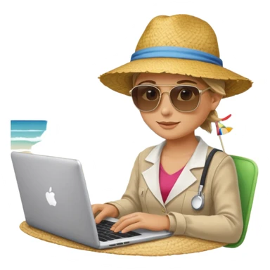 nutricionist with a computer at the beach sticker