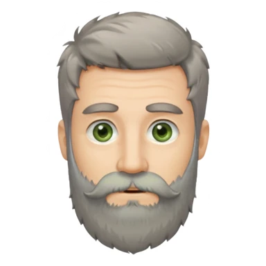 Greenish grey eyed adult man with greyish messy short hair and a very long beard. Pale skin. sticker