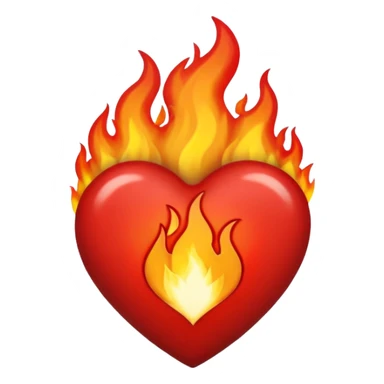Black and red heart on fire sticker