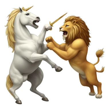 Unicorn fighting a lion sticker