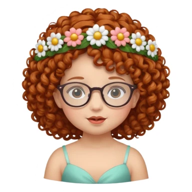 baby with big flower tiara dark ginger curly hair and glassess sticker