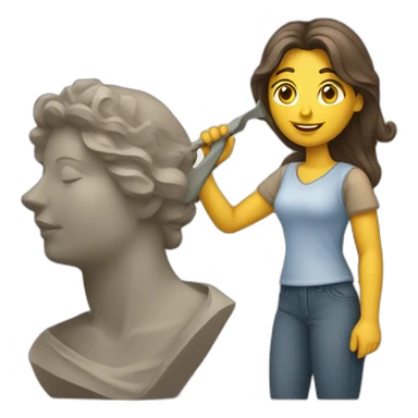 a woman sculptor with a sculpture sticker