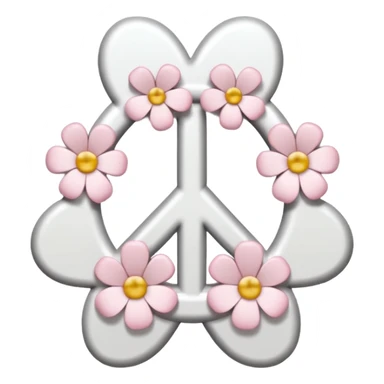 white sakura flower with a bow and peace sign center sticker