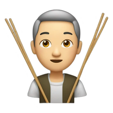 asian with chop sticks sticker