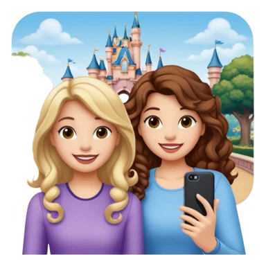 Haz un dos chicad una la bella de Disney y la otra uo con el pelo rizado largo haciendose un selfie como si et UVI ETB en el perquè de isney sticker