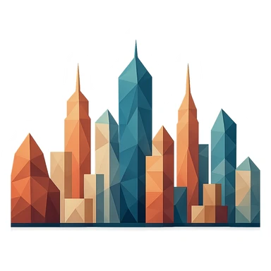 city skyline composed of geometric shapes in polygonal style sticker