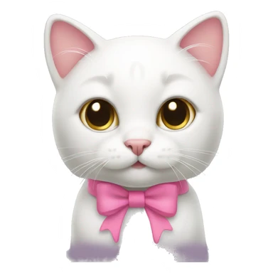 Cat with cute pink small bow on ears sticker