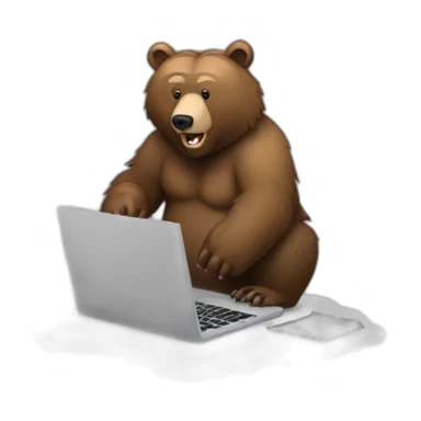 grizzly bear with laptop sticker