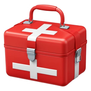 red first aid kit with white cross sticker