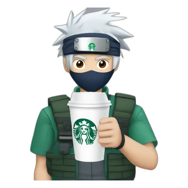 kakashi drinks starbucks sticker
