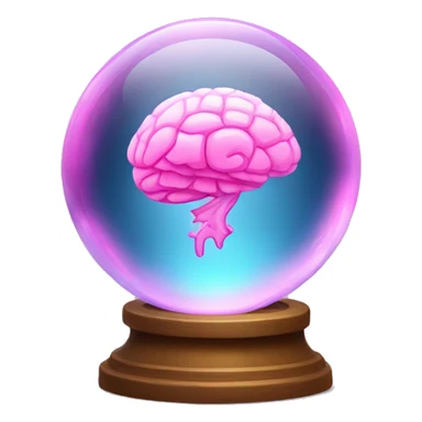 A glowing crystal ball with a pink brain inside. sticker