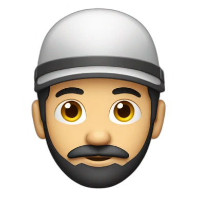 Man with dark beard, reverse cap and chicken sticker