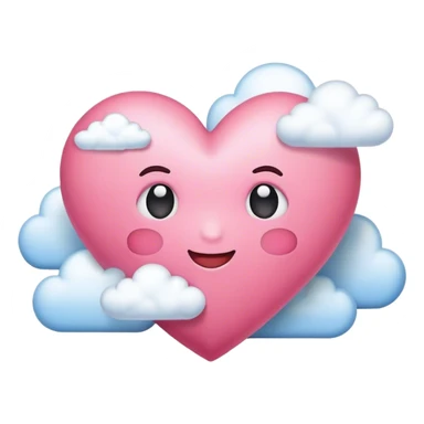 Generate emoji of pink heart with cloud sticker