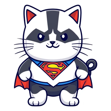 super man cat in black suit sticker