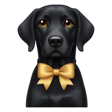 black lab with a bow sticker