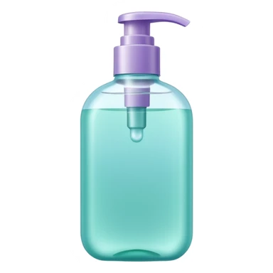 shower gel bottle sleek curved pump or flip-top semi-transparent or opaque aqua mint lavender shiny smooth hint of gel inside no branding bubbles or faces clean 3D soft shadows transparent background emoji scale sticker