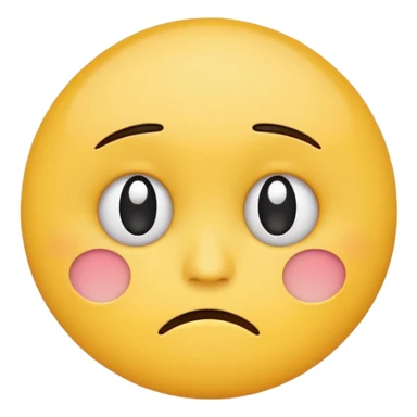 round yellow cartoon face with small frown and teary eyes, minimalist vector style, flat color, emoji design, white background sticker