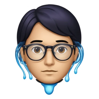 make a guy from portugal that has glasses and has a good jawline and a little masculine and black hair that spreads to the sides and make him glossy and shiny sticker