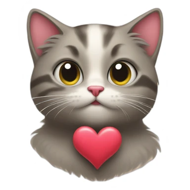 Cat and heart love sticker