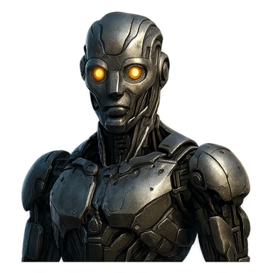 ai robot, detailed, metallic, glowing eyes sticker