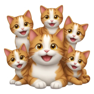 happy cat with seven kittens sticker