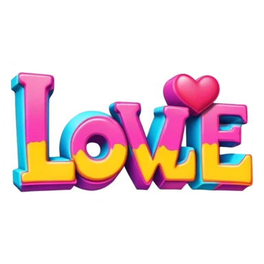 Beveled 3D style graffitied word Love sticker