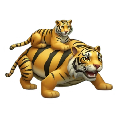 Tigre sur tortue sticker