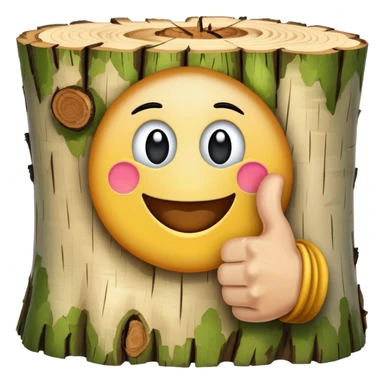 thumbs up emoji made of birch tree sticker