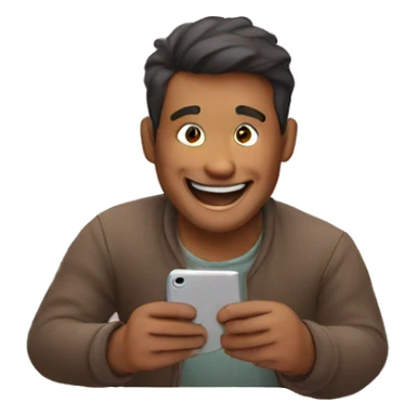 A man being happy looking in his phone  sticker
