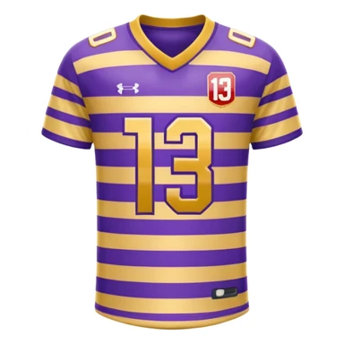 football jersey gold with purple stripes with number 13 on the front sticker