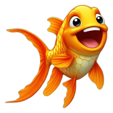 A laughing goldfish sticker