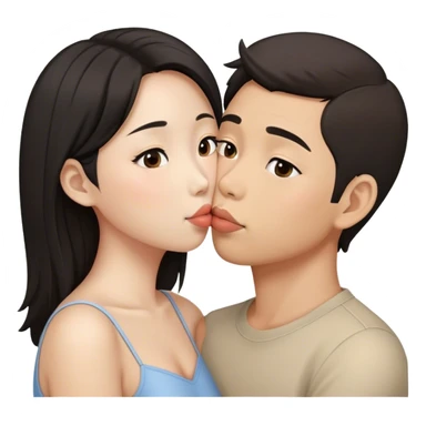 Couple of Asians are kissing sticker