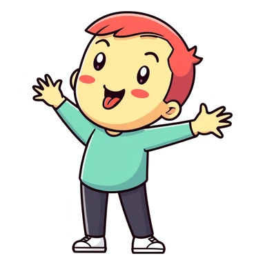 Tongue out with hands to the side sticker