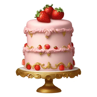 vintage rococo highly detailed pale pink cake with strawberries sticker