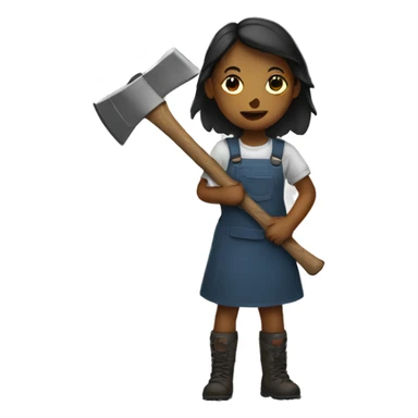 a girl holding a ax sticker