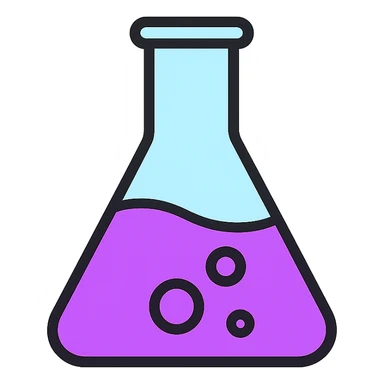 conical flask with purple liquid, minimal style sticker
