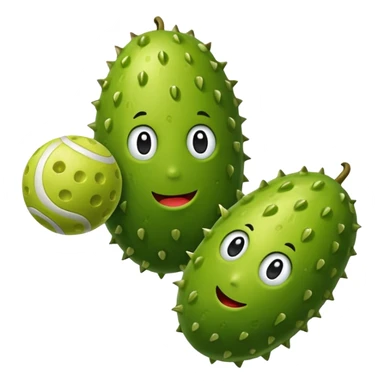Pickle holding two pickleballs in one hand sticker