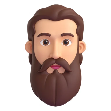 Primitive human face with thick beard and hair sticker
