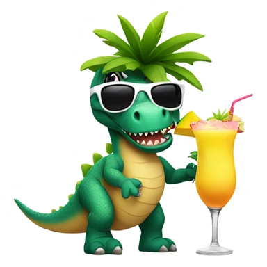 Dino whit pinacolada and sunglass sticker