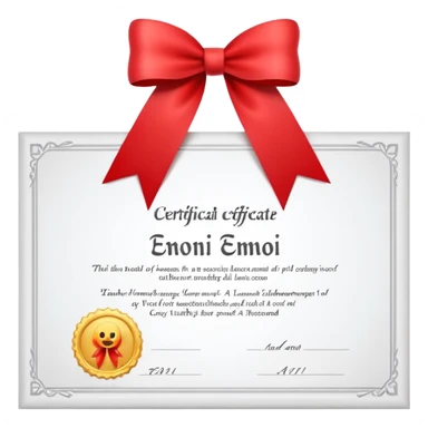 a white certificate with a bow on a black background. Lots of details sticker