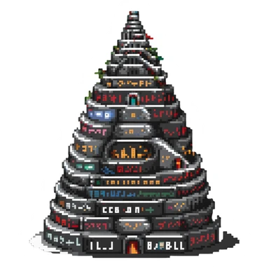 Tower of Babel with multiple languages written around it sticker