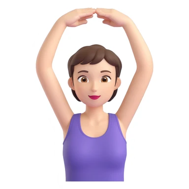woman with short hair, sleeveless shirt, arms up, confident pose, clean design sticker