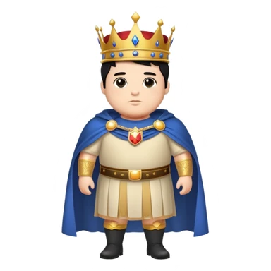 Full body of chubby Francisco I with black hair, royal king standing in royal attire with crown and cape sticker