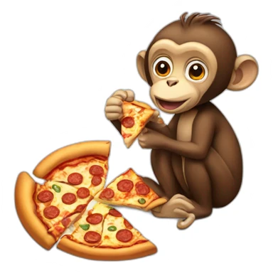 Monkeys eating pizza sticker